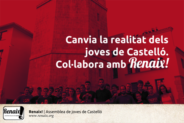 Col·labora amb Renaix! Participa en la campanya per a canviar la realitat de la joventut a Castelló