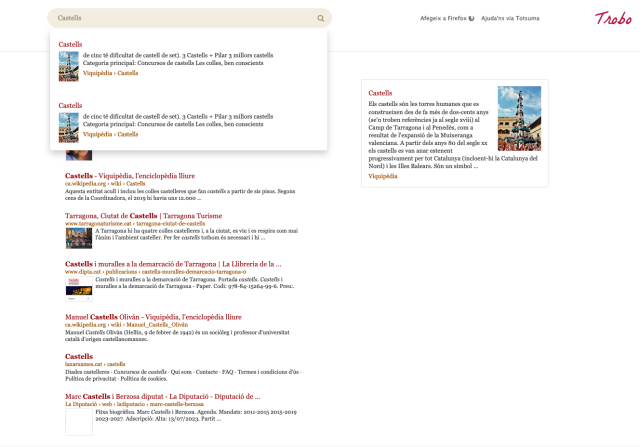 Et necessitem per desenvolupar i promocionar Trobo.cat, el cercador català